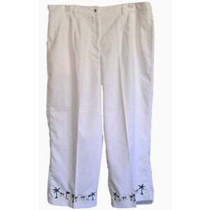 Coral Bay Golf Women's 16 White Cropped Pants Embroidered Hem 21.5" Inseam